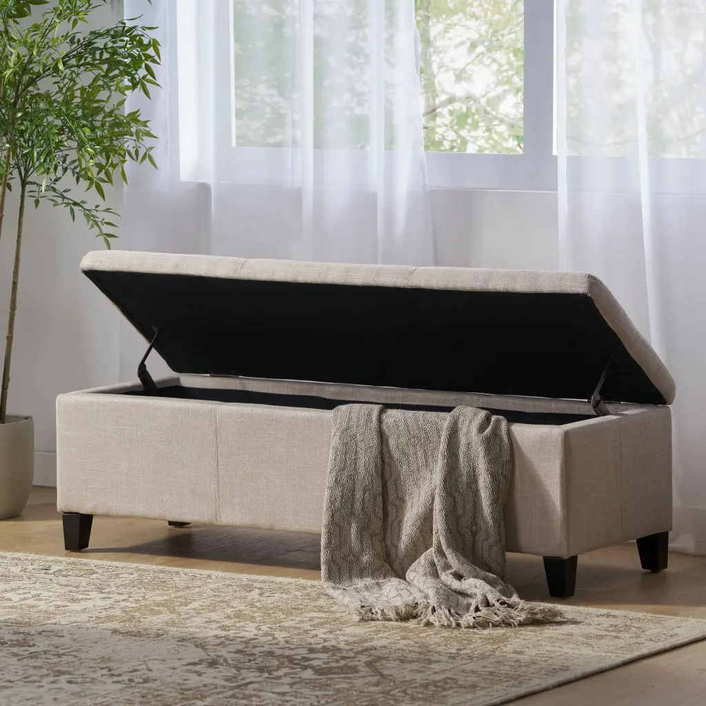 Glouster Storage Ottoman V2 - Light Beige Upholstered Footrest Storage nh-an