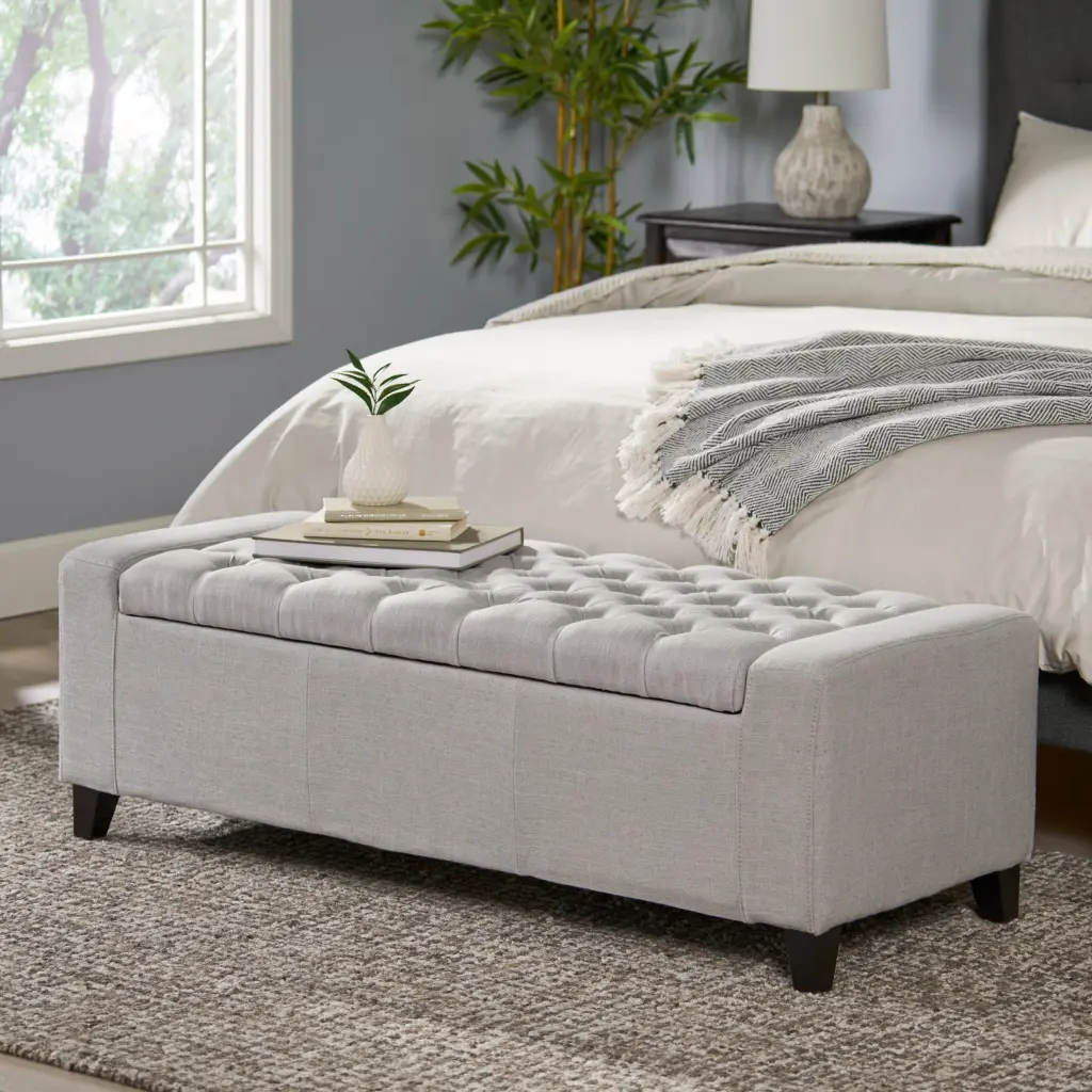 Guernsey Ottoman Light Grey Material Living Room Comfort nh-an