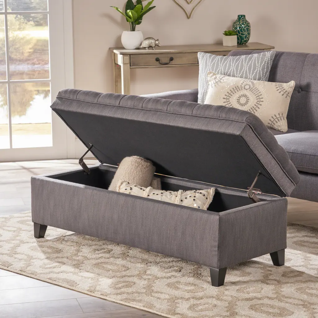 Juliana Storage Ottoman Gray Fabric nh-an