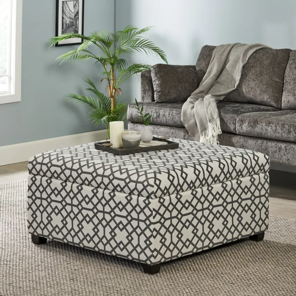 Richmond Grey Storage Ottoman Durable Fabric nh-an
