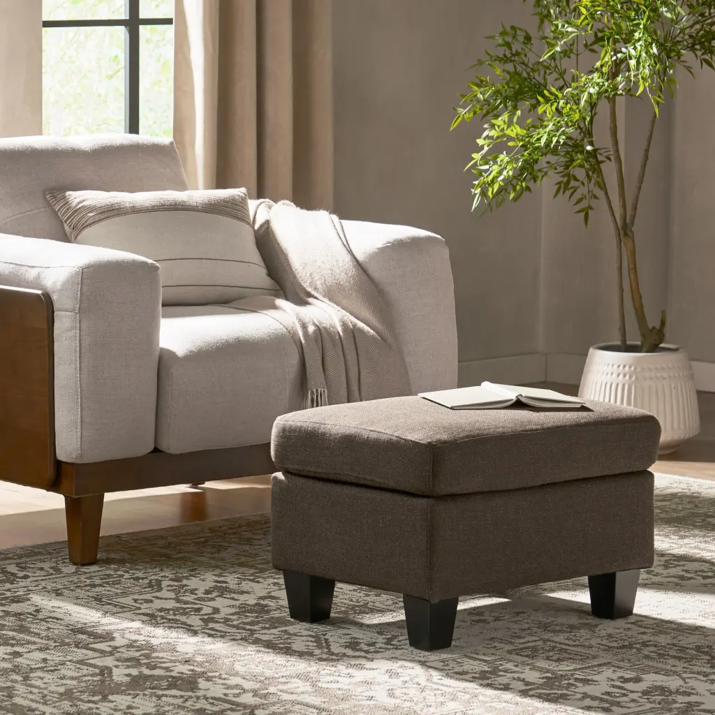 Springfield Ottoman Chocolate Brown Upholstery nh-an