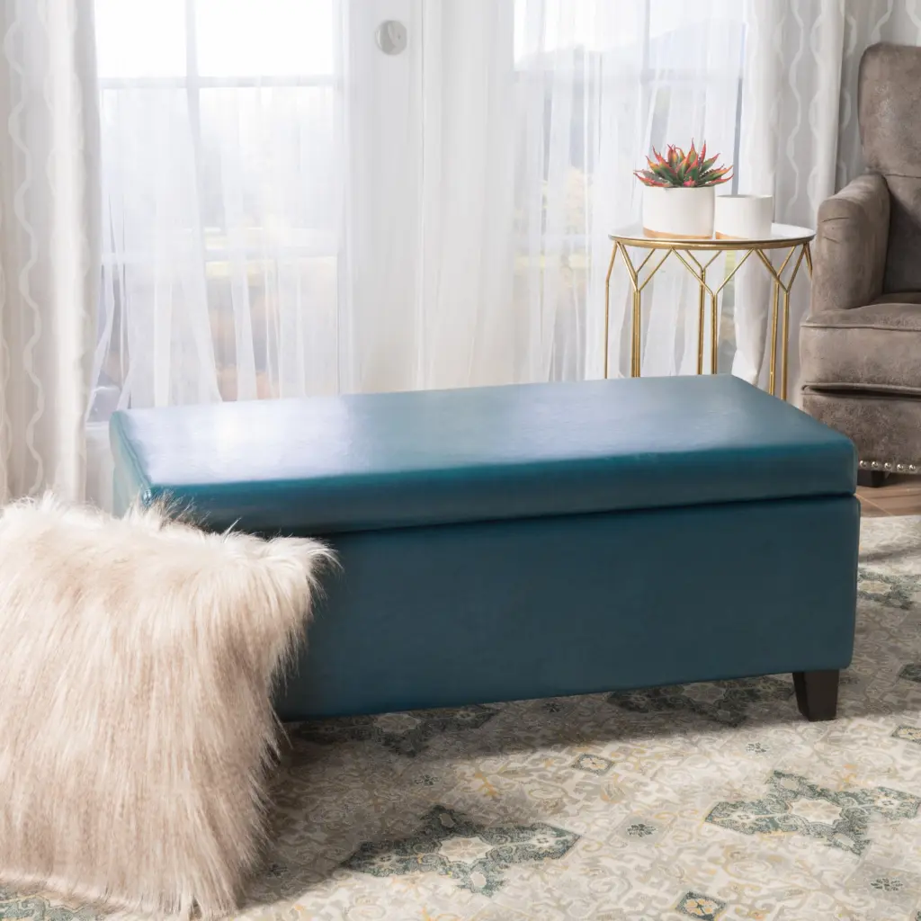 Storage Ottoman Teal Pu nh-perfect home