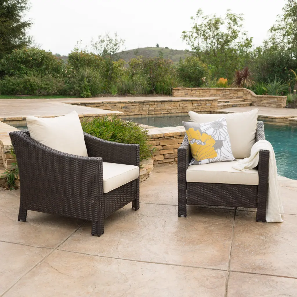 Antibes Armchair Brown PE Rattan Iron Water-Resistant Outdoor Chair nh-kisa