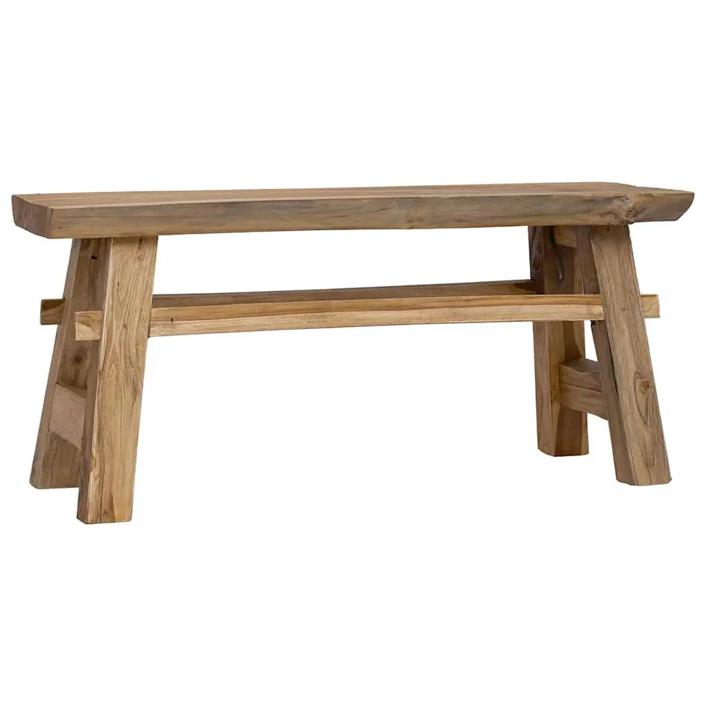 Bench Mixed Recycled Wood and Solid Teak 39.4x11x16.9 Inches Outdoor Seat