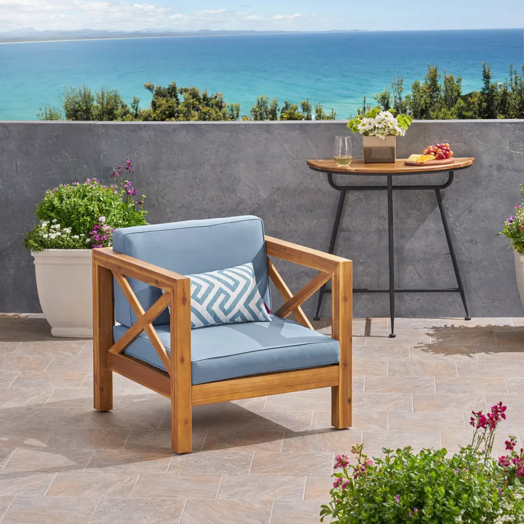 Brava Club Chair Teak Wood Water-Resistant Outdoor Lounge Chair nh-cloudhouse