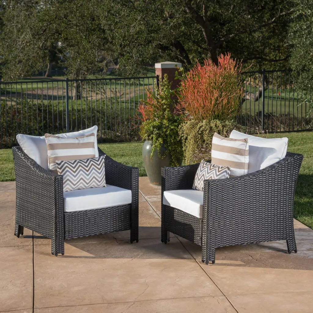 Antibes Armchair Black PE Rattan Iron Water-resistant Outdoor Chair nh-kisa