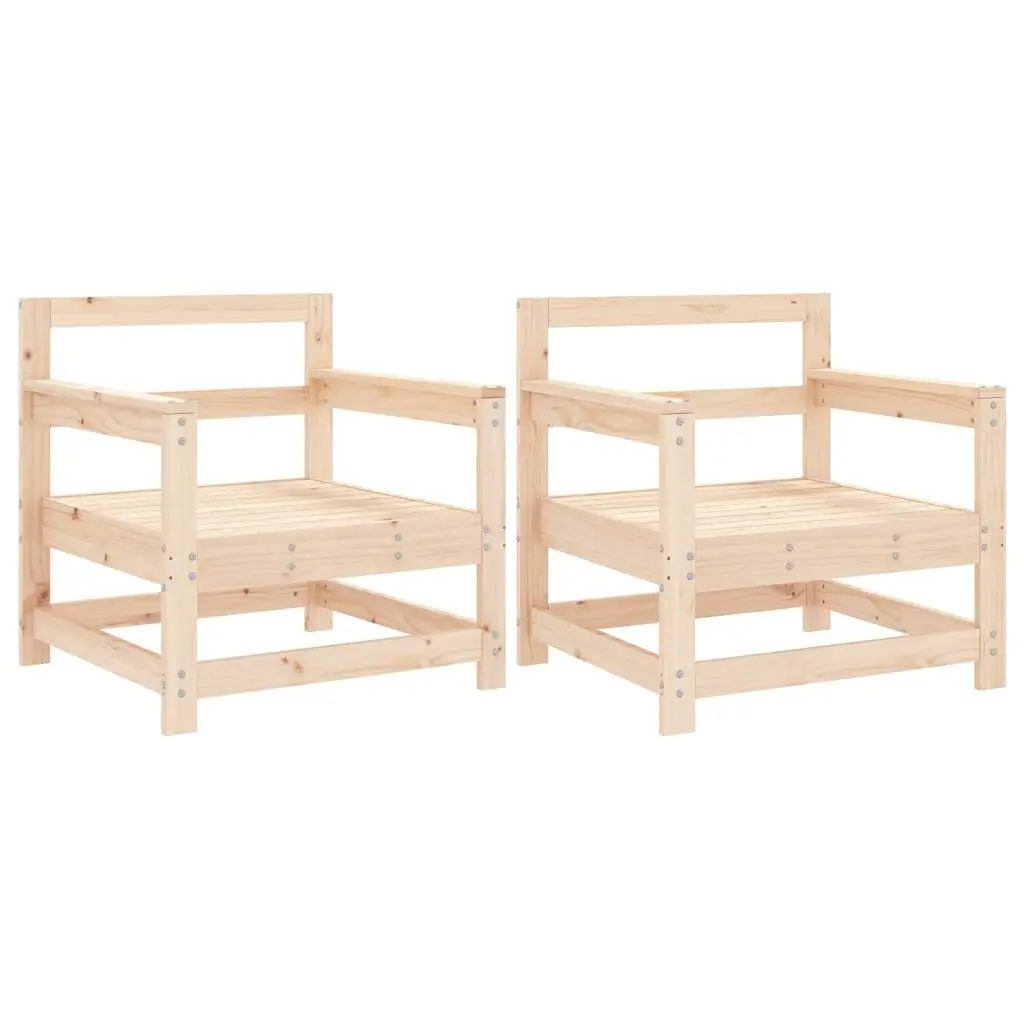 Patio Chairs 2 Pack Solid Wood Pine Outdoor Garden Seating