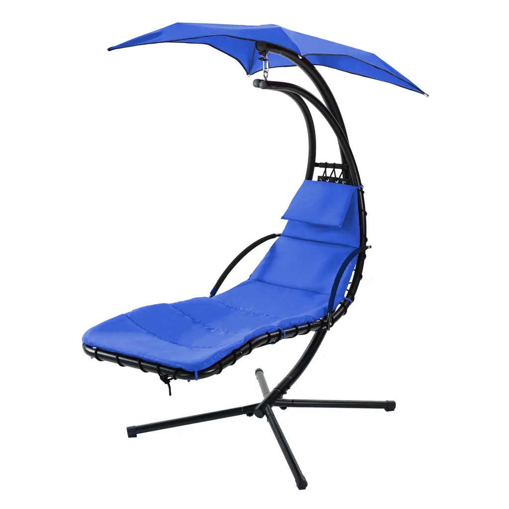 Hanging Chaise Lounger Removable Canopy Outdoor Swing Chair w2505