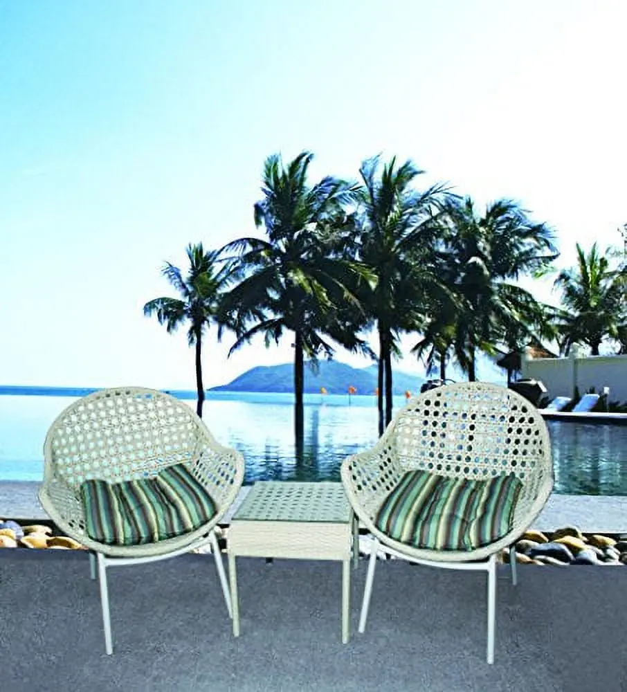 Infinity Casablanca Outdoor PE Rattan Wicker Chairs Tempered Glass Top Coffee Table