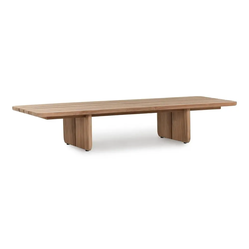 Kosas Home Hudson 63 Teak Wood Outdoor Coffee Table Natural Tone