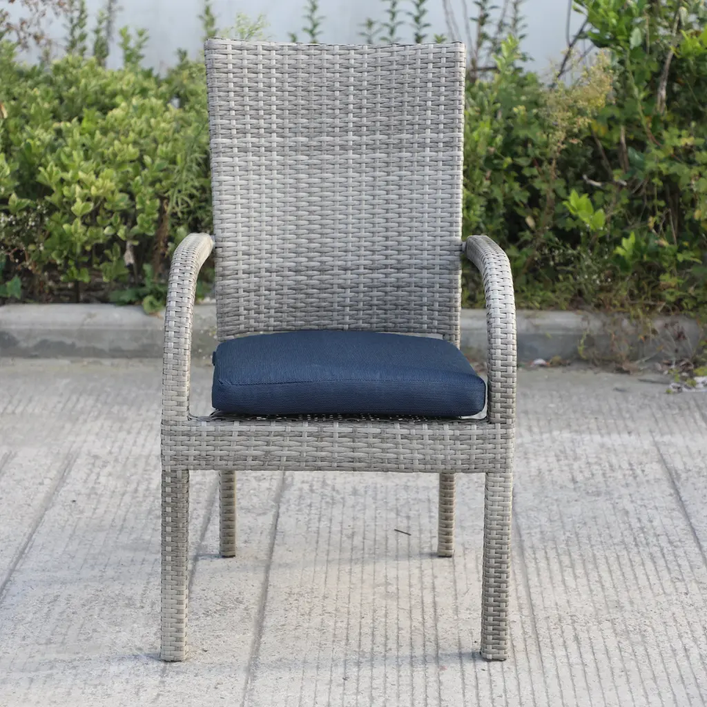 Balcones Outdoor Wicker Dining Chairs Cushions, Set 8 Gray gathercraft
