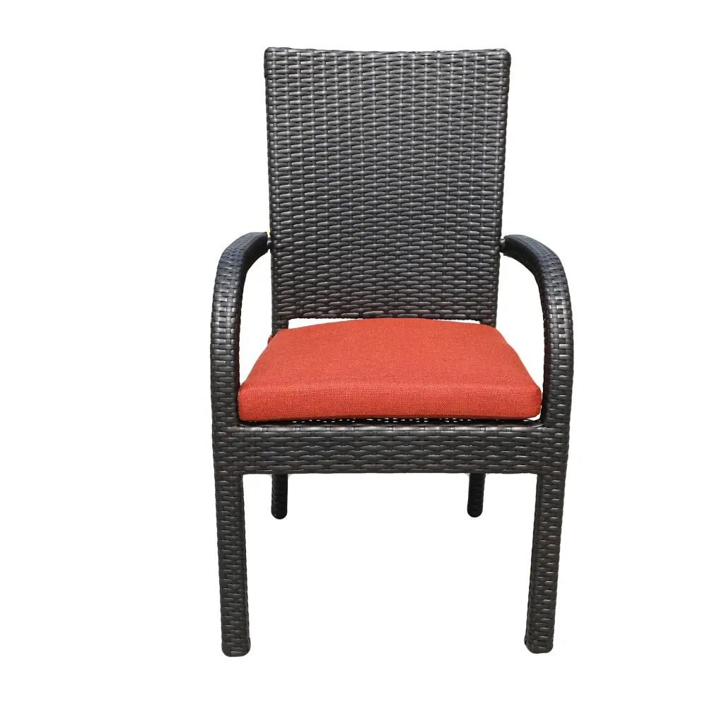 Balcones Outdoor Wicker Dining Chairs Cushions - Set 8 Brown Chairs gathercraft
