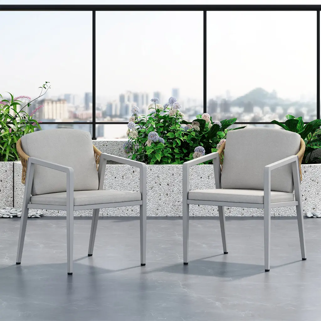 Outdoor Dining Chair Set 2 Wicker Rattan Woven Patio Chairs nh-uhome