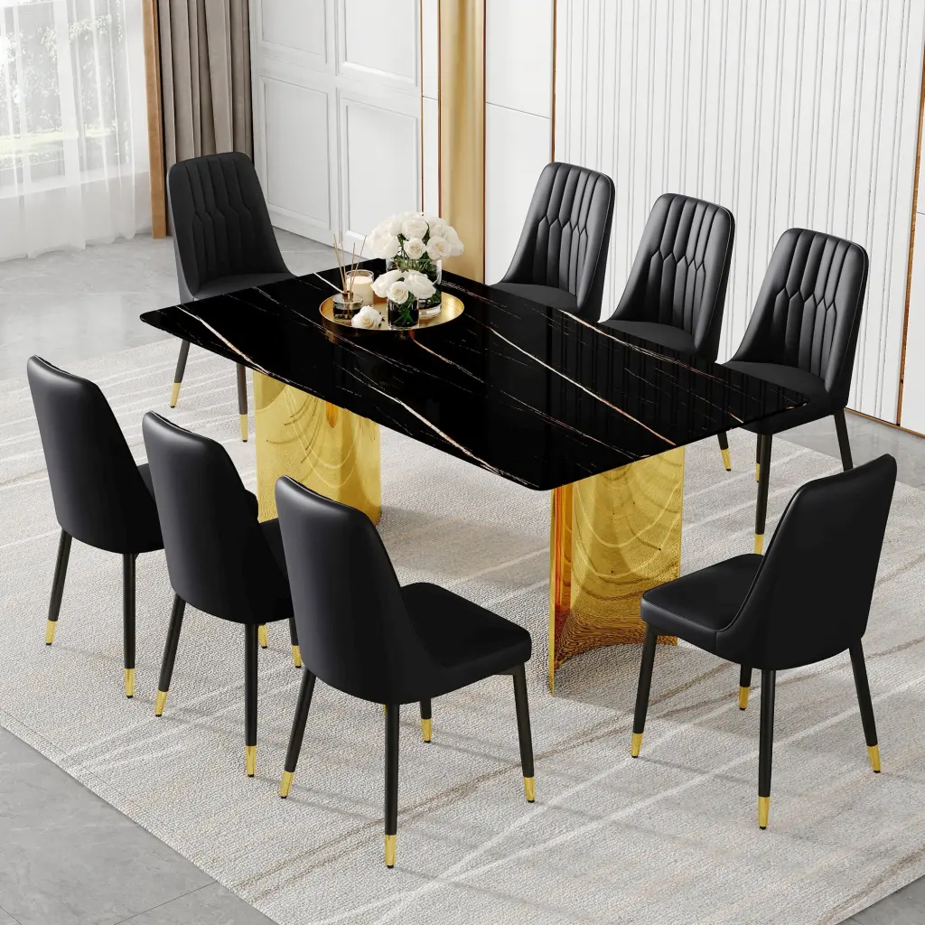 Table And Chair Set Crystal Top Imitation Stone Patio Dining Set droom w-1151