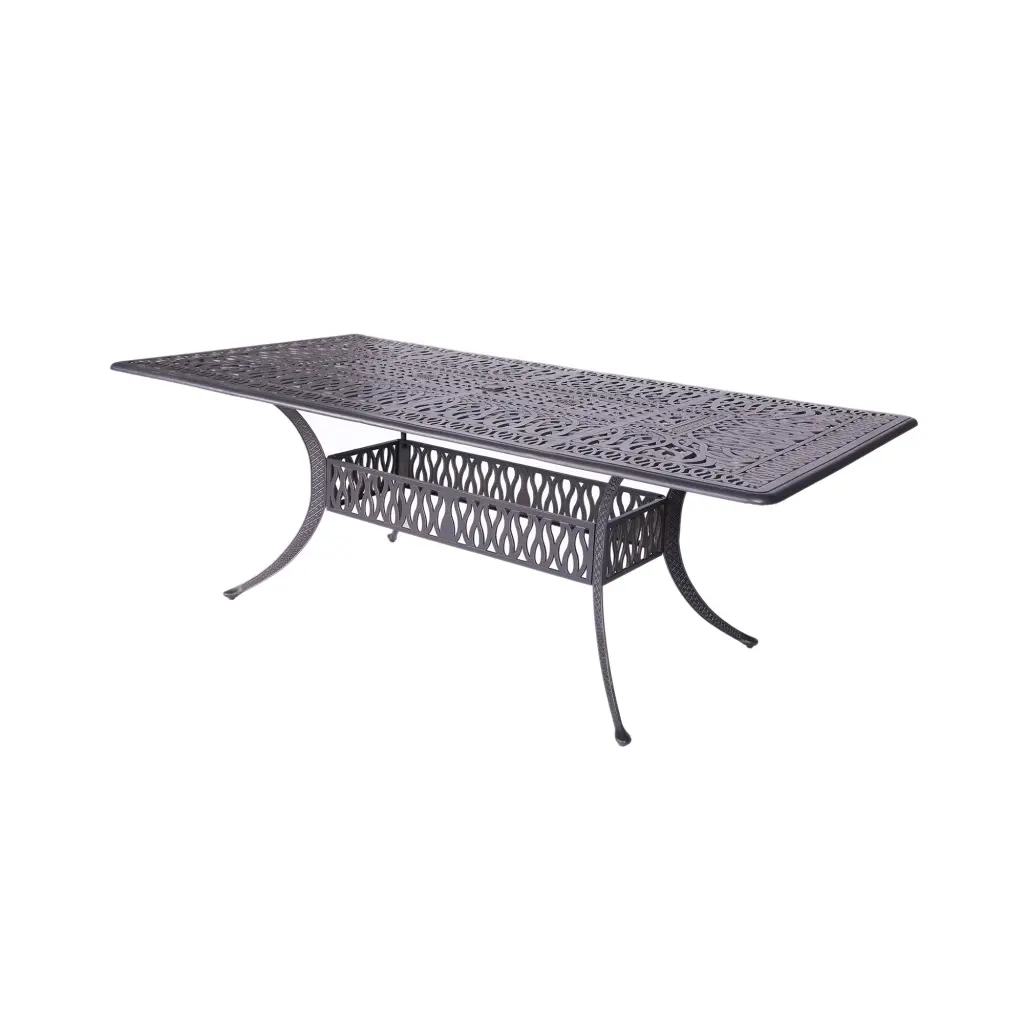 Rectangle Table Desert Night Gunmetal Aluminum Outdoor Dining Table gathercraft