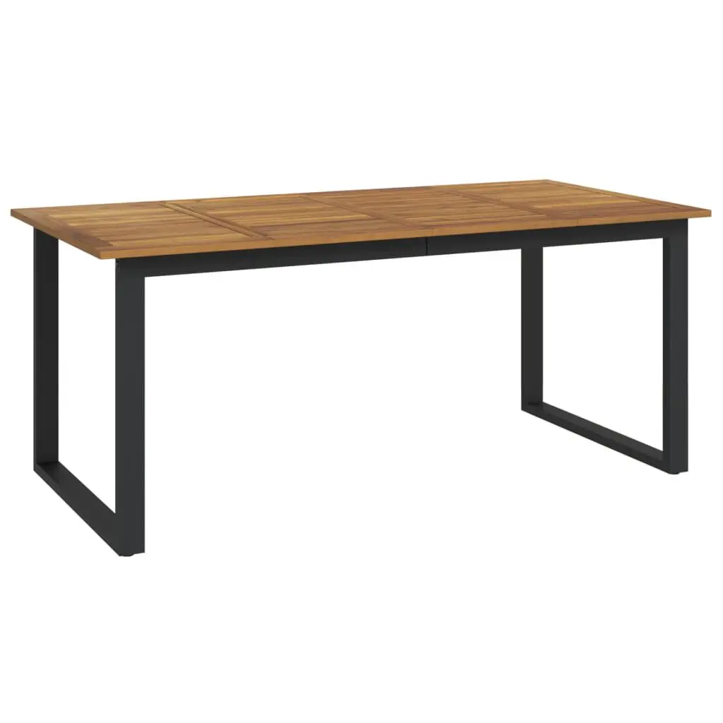 Large Solid Acacia Wood Patio Table U-shaped Legs 70.9x35.4x29.5 Inches