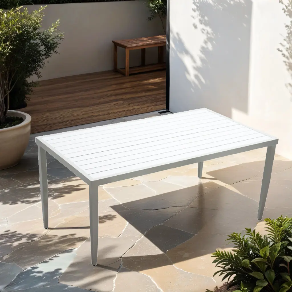 Outdoor Patio Light Metal 40X70 Inch Two Tone Table Top Rectangle Dining Table rnb