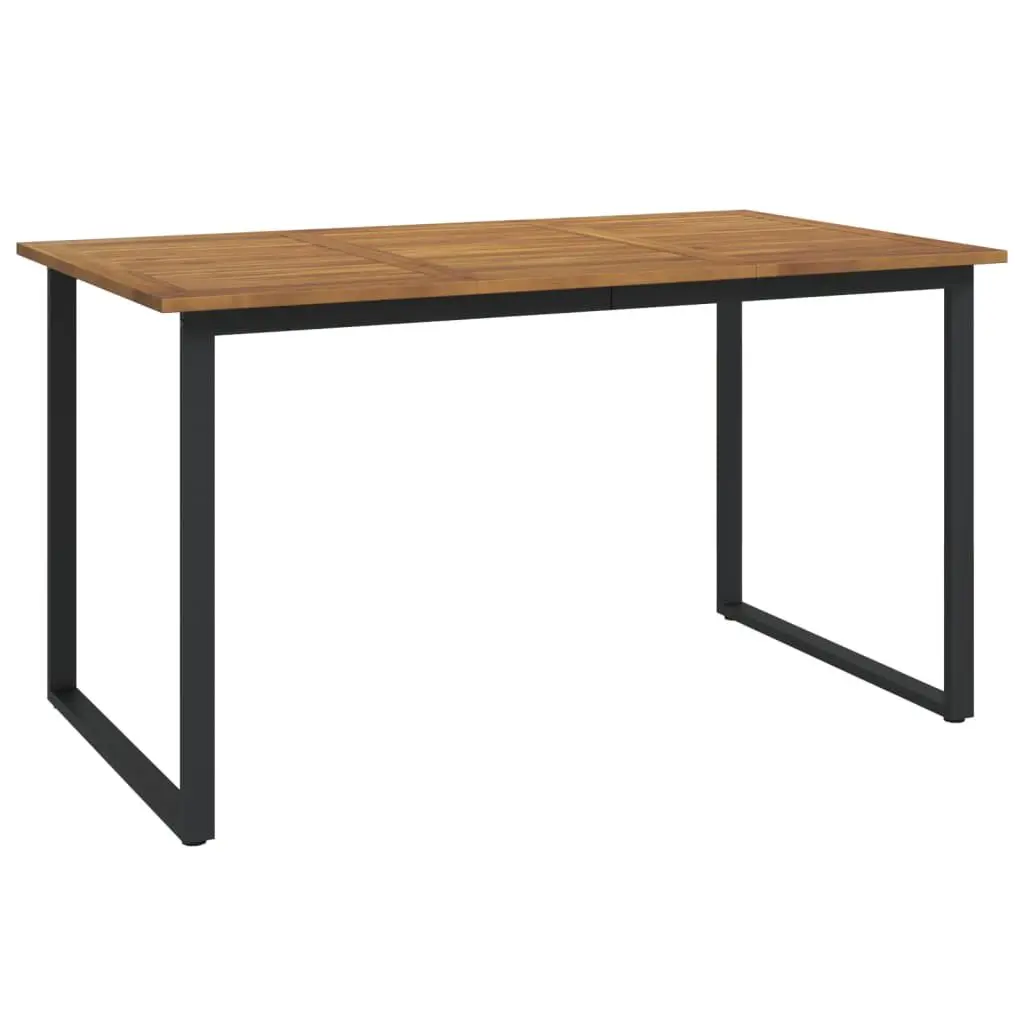 Solid Acacia Wood Patio Table U-shaped Legs 55.1x31.5x29.5 Inches Outdoor Dining