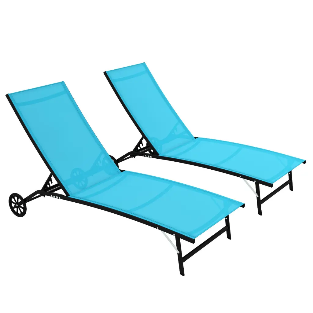 Outsunny Outdoor Chaise Lounge 2 Piece Lounge Chair Wheels Tan aosom business