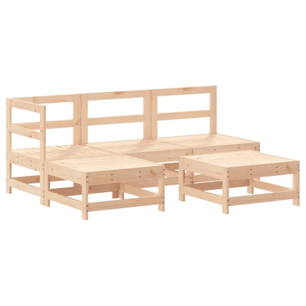 5 Piece Patio Lounge Set Solid Wood Pine Outdoor Furniture Table