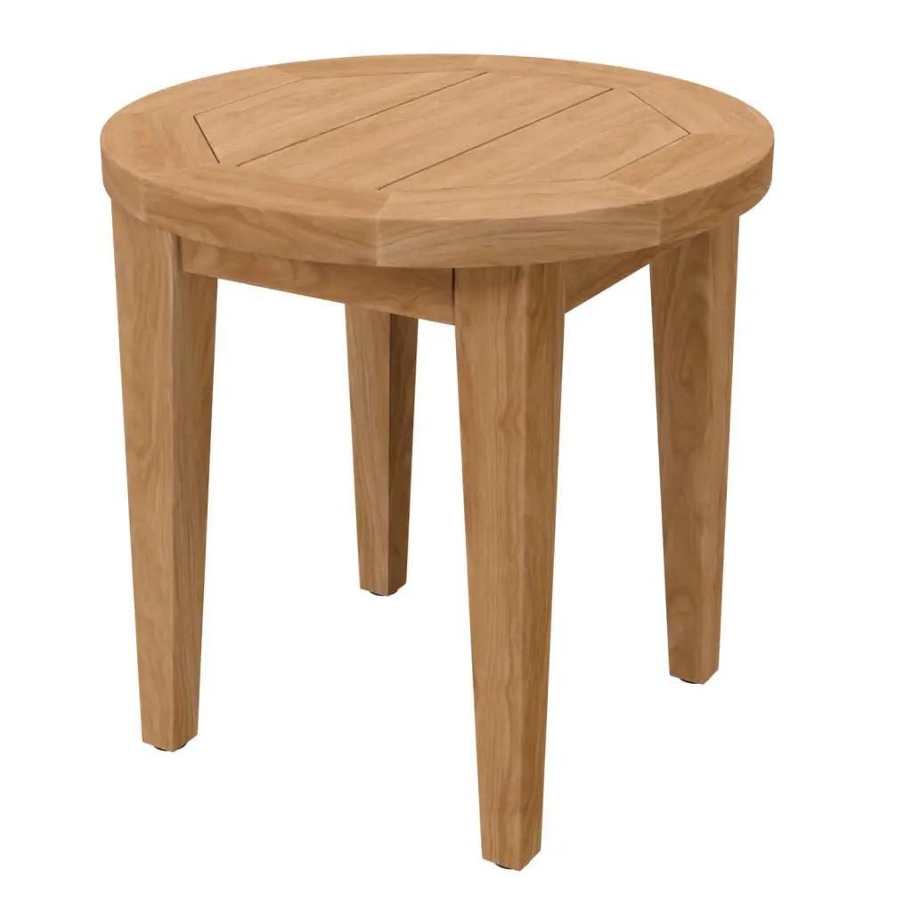 Lounge Coffee Side Table Round Brown Natural Teak Wood Modern Contemporary Outdoor Patio Balcony Cafe Bistro Garden Furniture