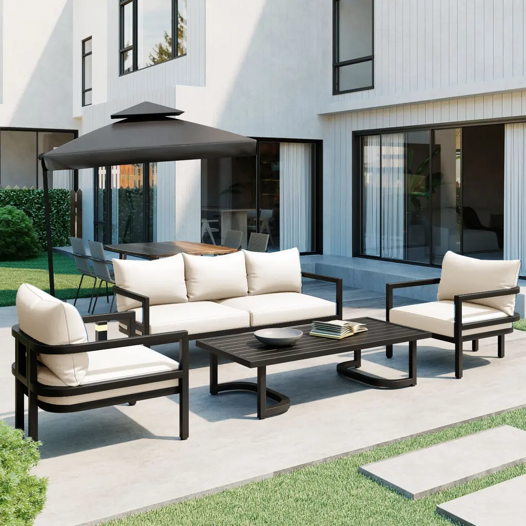 Multi Person Outdoor Steel Sofa Set Waterproof Anti Rust and Anti UV u_style