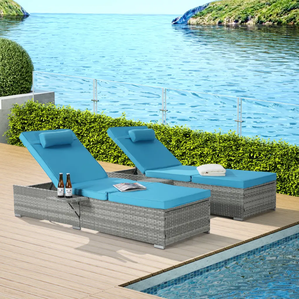 Outdoor Sofa PE Rattan Furniture Deck Chair Gray Lounge Patio Set deeray store
