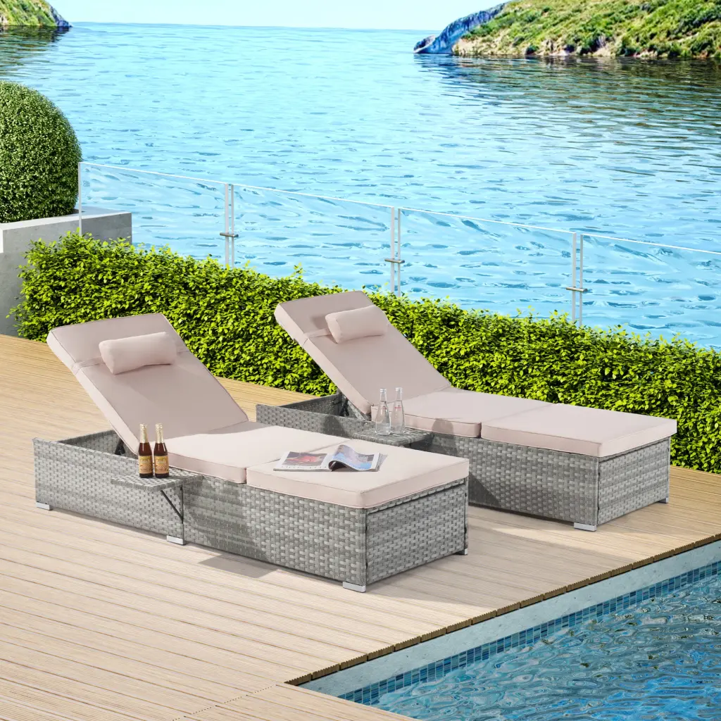 Outdoor Sofa Pe Rattan Home Decor Deck Chair Gray Rattan Complete Patio Set deeray store