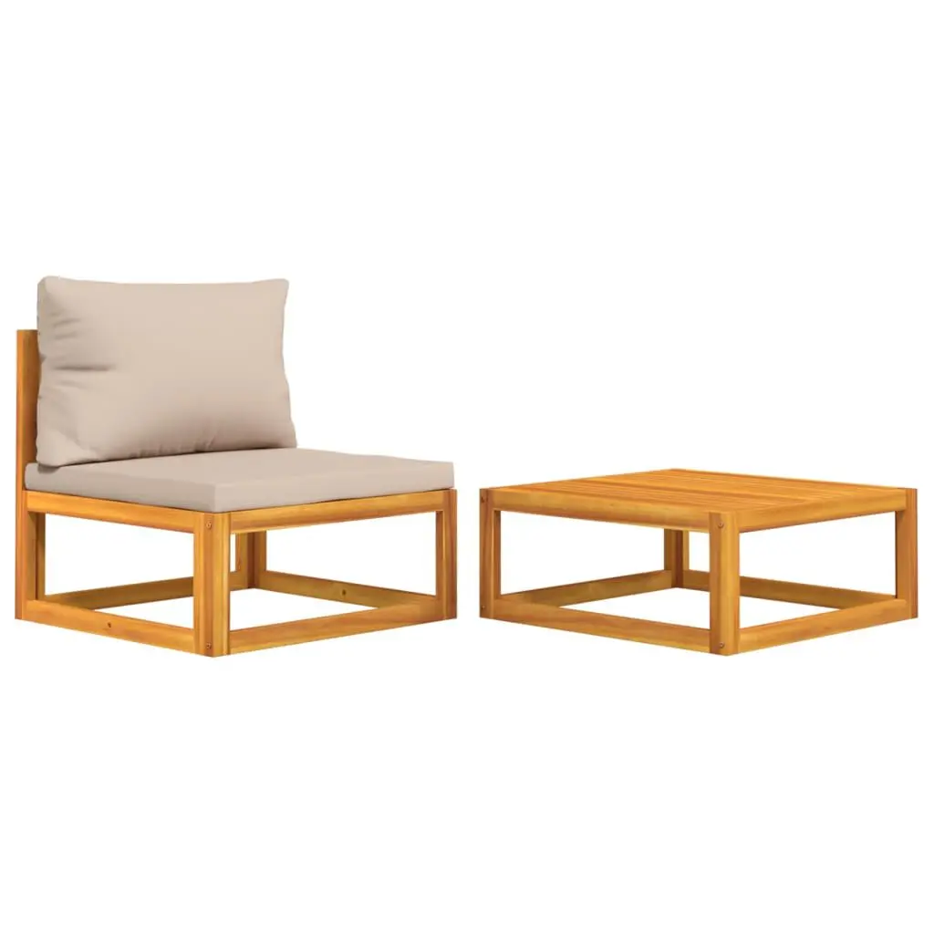 2 Piece Patio Sofa Set Cushions Solid Wood Acacia Outdoor Furniture