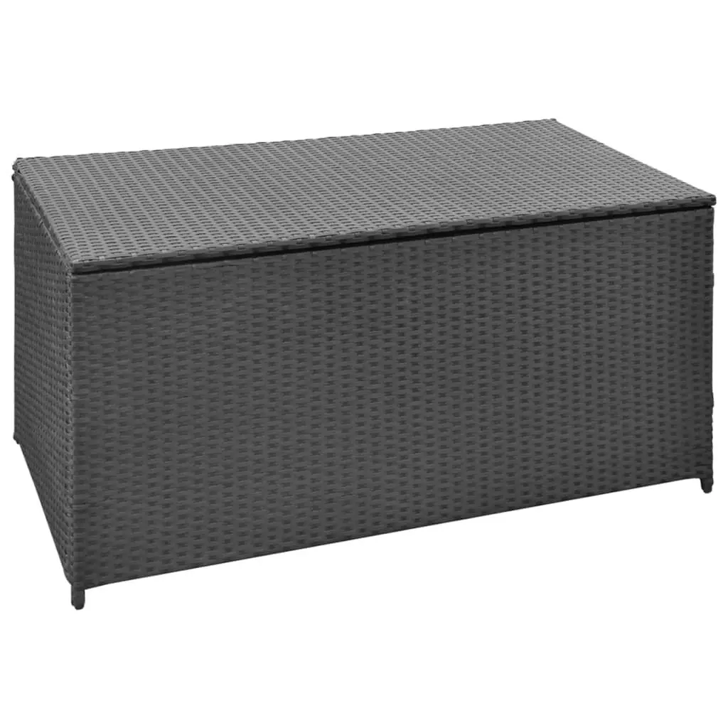 Black Poly Rattan Patio Storage Box 47.2 x 19.7 x 23.6 Inches