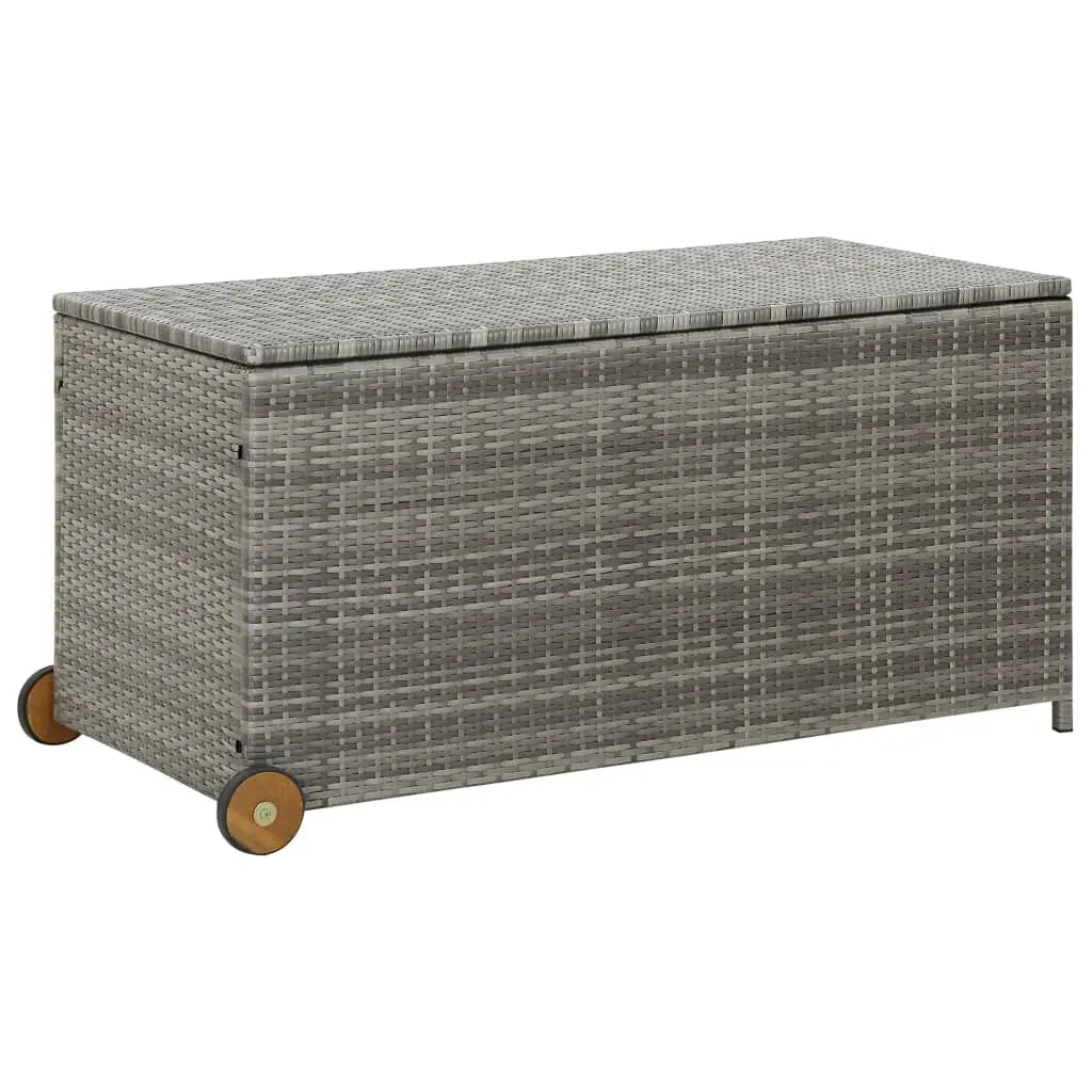 Light Gray Poly Rattan Patio Storage Box 47.2 x 25.6 x 24 Inches
