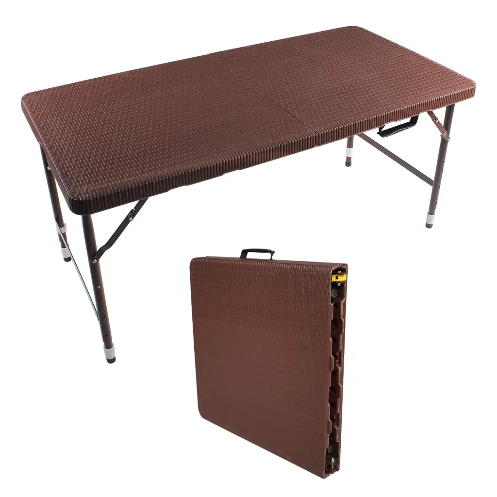 4Ft Rattan Folding Table Indoor Outdoor Travel Friendly Collapsible Table mgsport