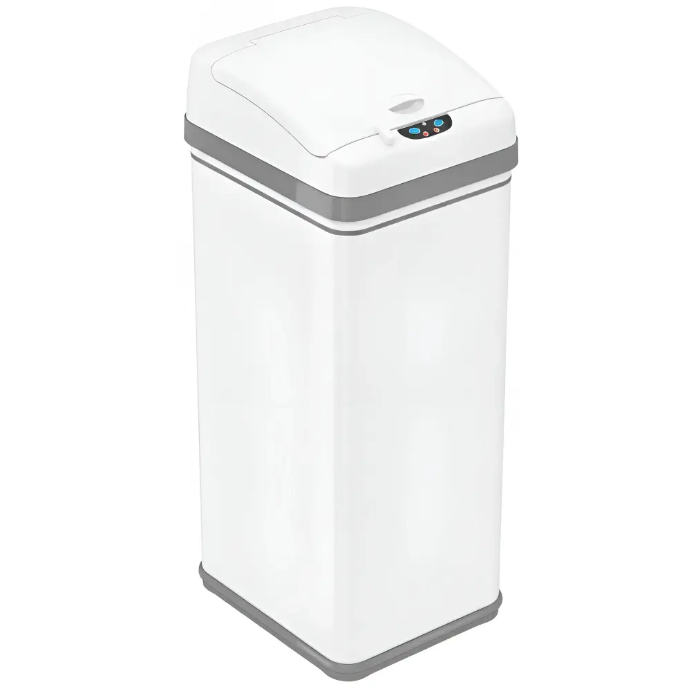 50 Liter / 13 Gallon Chalk Ivory Stainless Steel Sensor Kitchen Trash Can AbsorbX Odor Filter