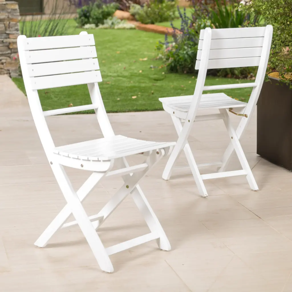 White Acacia Wood Collapsible Chair nh-gardenpara