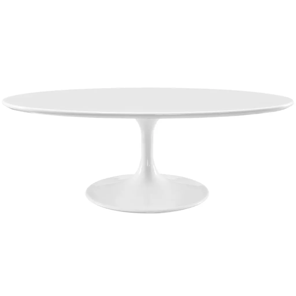 Ergode Lippa 48 Oval-Shaped Wood Top Coffee Table White - Modern Living Room Design