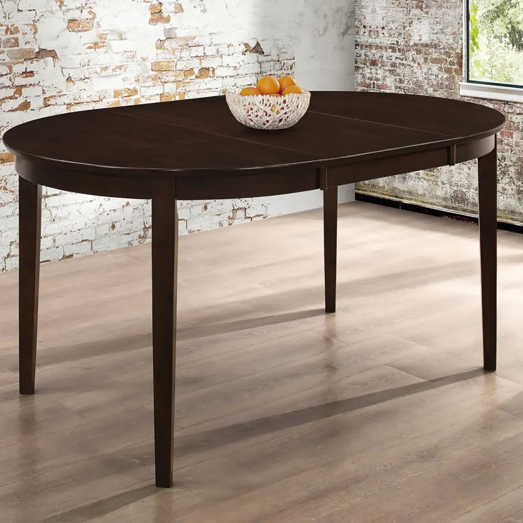 Cappuccino Oval Dining Table Leaf Extension Brown Wood Dining Table furniture max