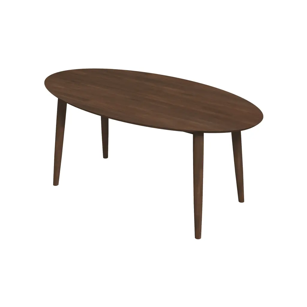 Ada Mid Century Modern Solid Walnut Oval Dining Table Brown Timber Dining Room ashcroft furniture