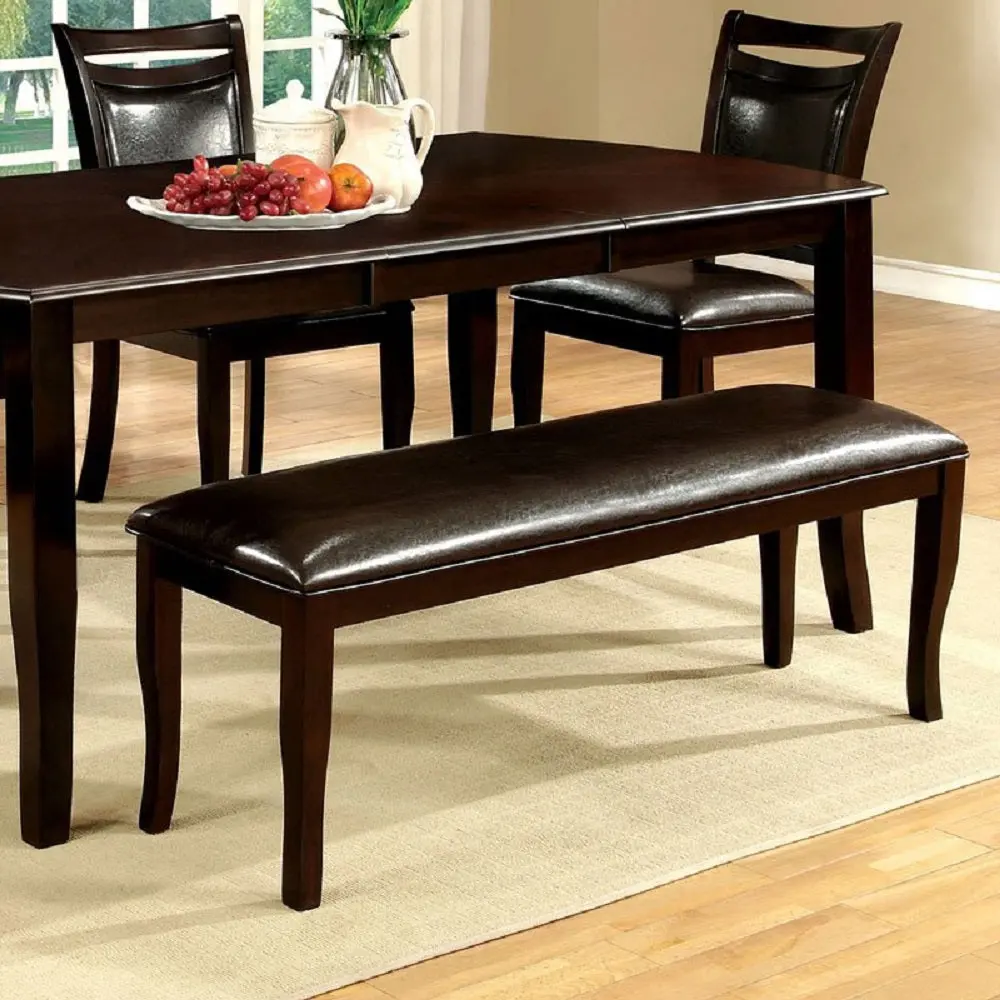 Transitional Dining Room 1Pc Bench Only Dark Cherry Espresso Padded Seat Wood Frame kanepe
