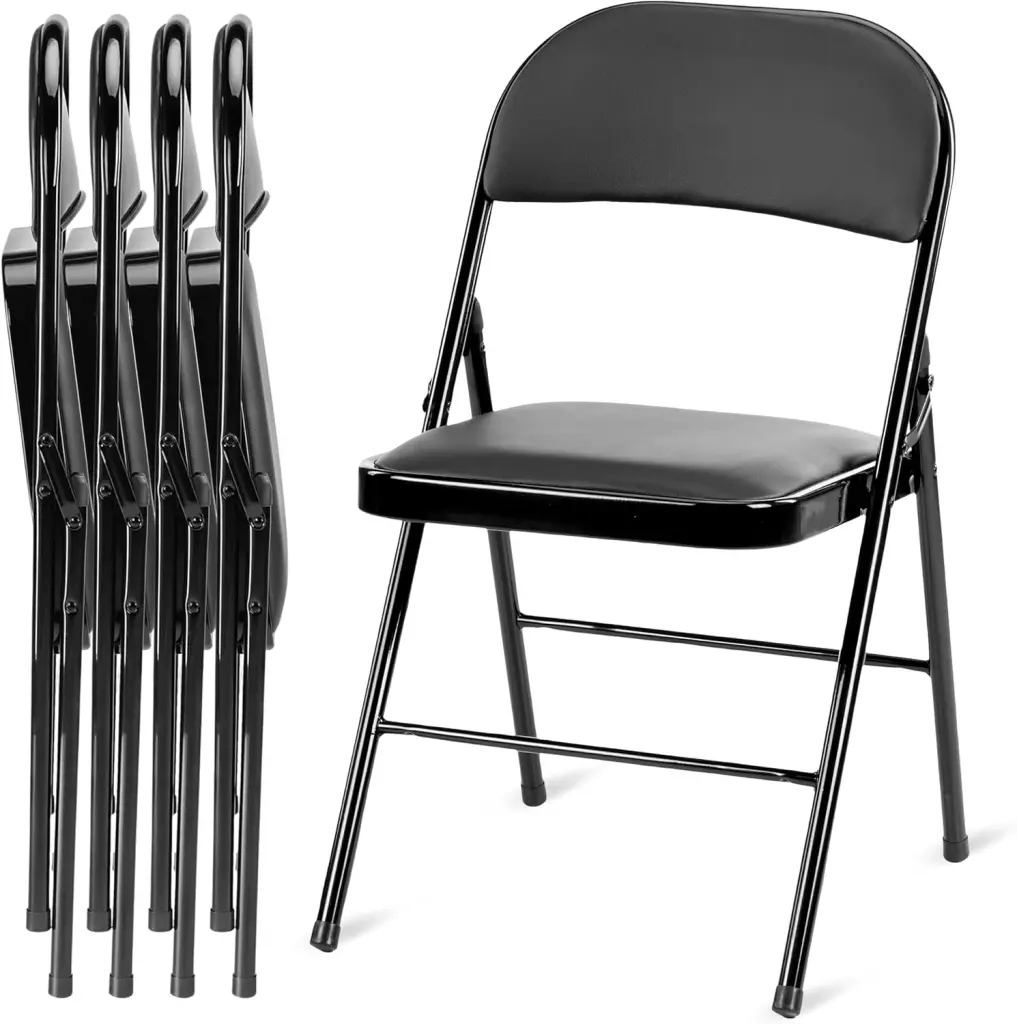 4 Pack Folding Chairs Hidden Padded Cushion Seats & Long lasting Metal Frame w1134dhs