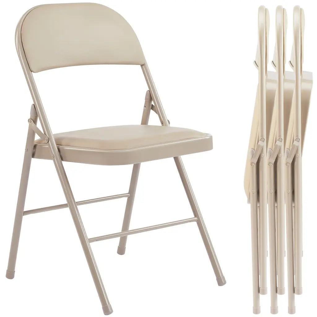 Folding Chair 2 Pack Leather Padded Folding Chairs Robust Metal Frame w2201
