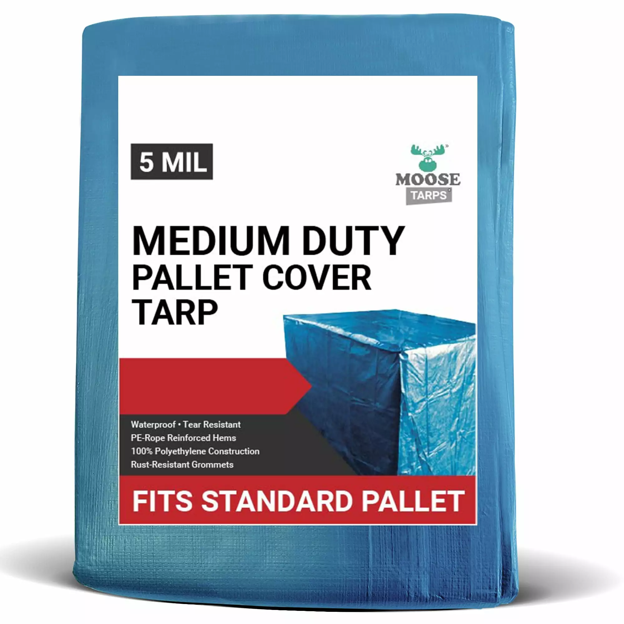 Moose Supply Medium Duty Waterproof Pallet Tarp Cover Blue 4 x 4 x 5 Pallet Cover Tarp Outdoor Storage
