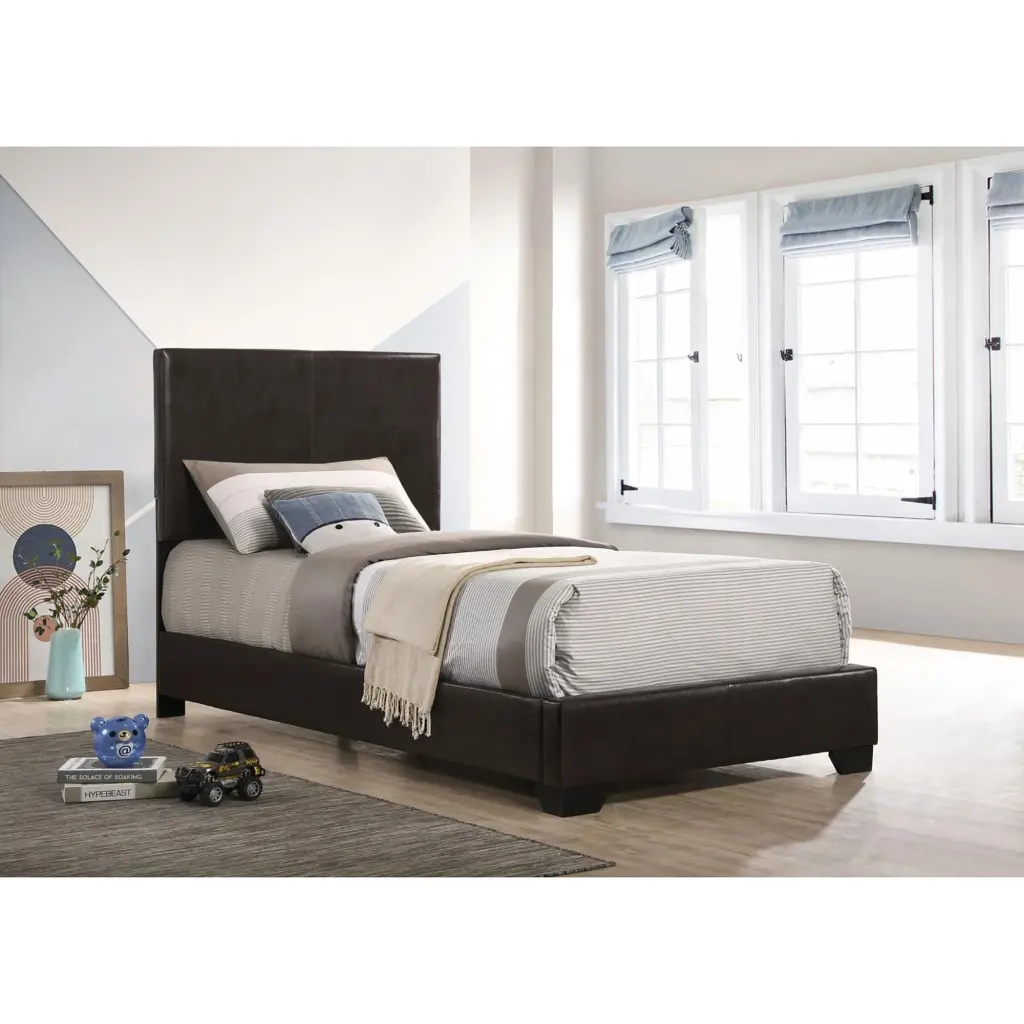 Dark Brown Twin Panel Bed Box Spring Required Timber Frame furniture max