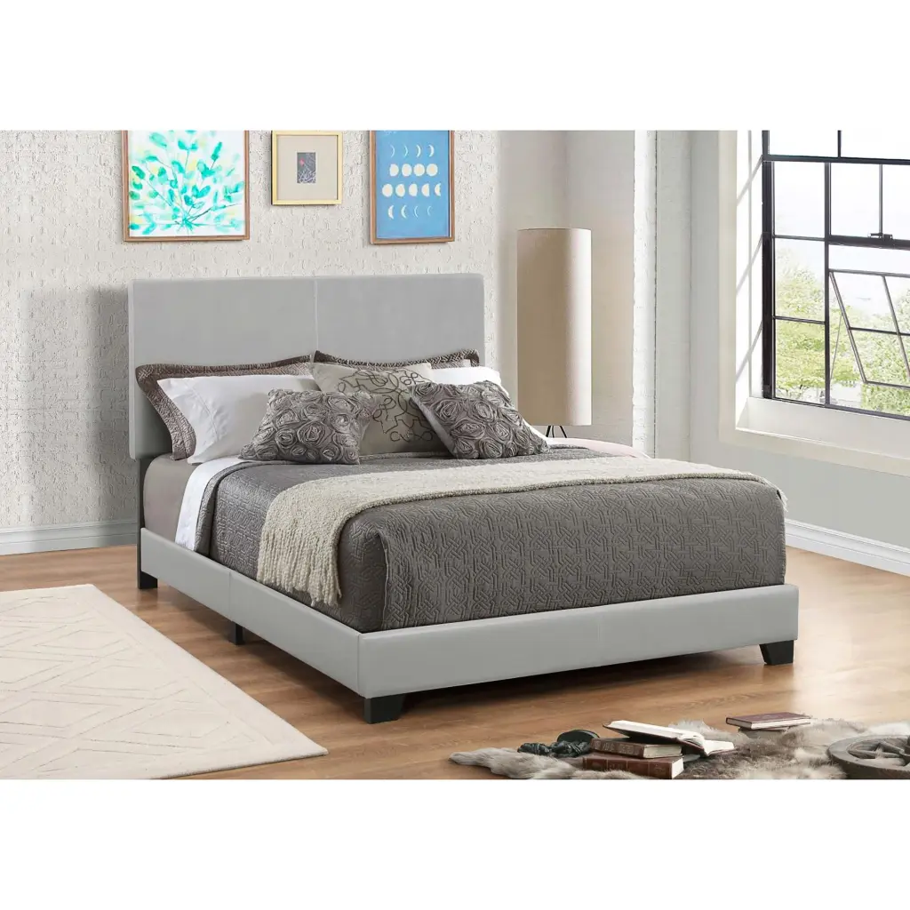 Grey Full Panel Bed Box Spring Required Full Grey Wood Bedroom Bed furniture max