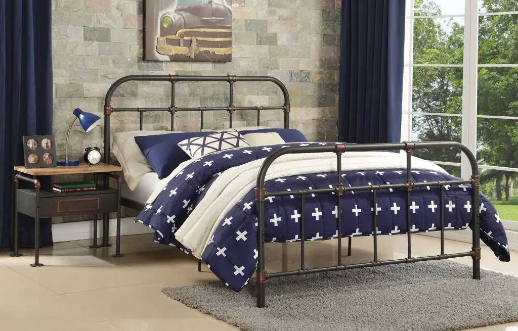 Sandy Grey Full Panel Bed Slat Support - No Box Spring Required furniture max