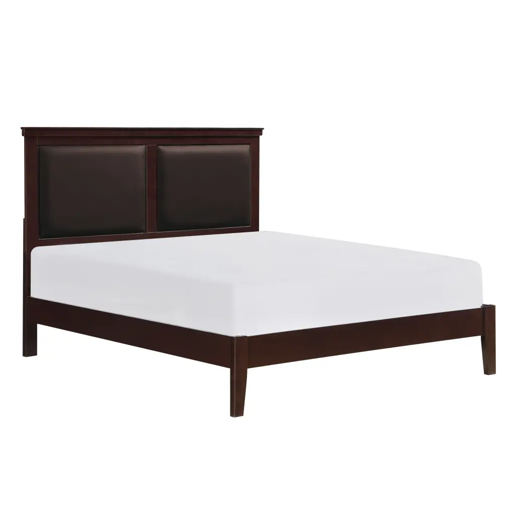 Classic Cherry Finish Queen Panel Bed Upholstered Headboard Timber kanepe