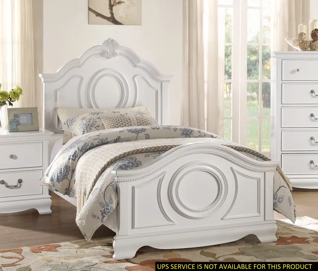 Classic White Finish Panel Bed Traditional Style Twin Size Bed Bedroom kanepe