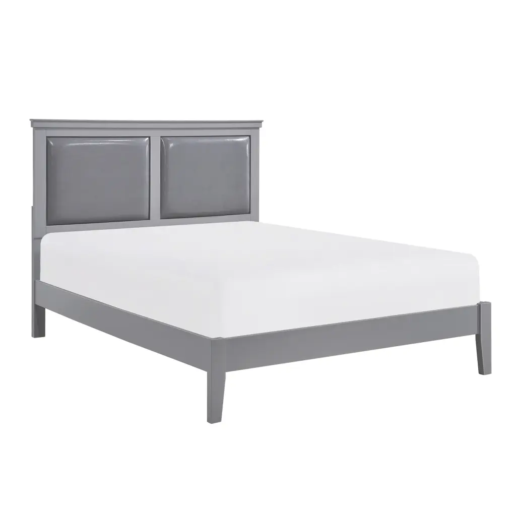 Timeless Gray Finish Queen Size Panel Bed Upholstered Headboard kanepe
