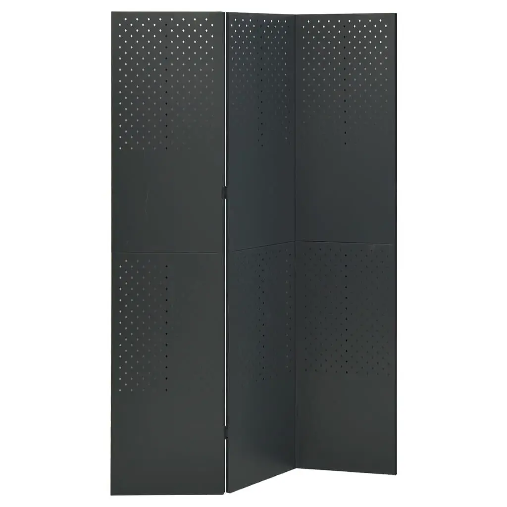 3-Panel Room Divider Anthracite 47.2x70.9 Inches Steel Privacy Screen