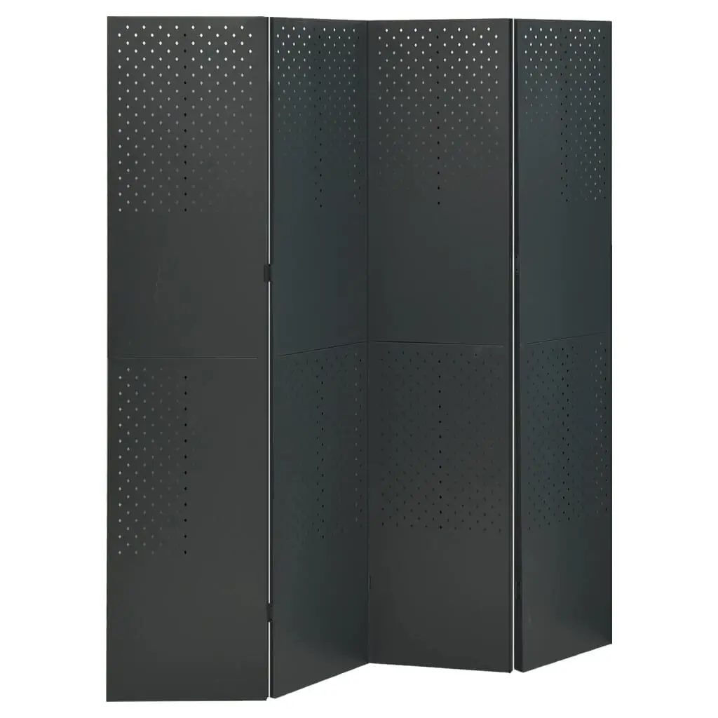 4-Panel Room Divider Anthracite 63x70.9 Inches Steel Folding Partition