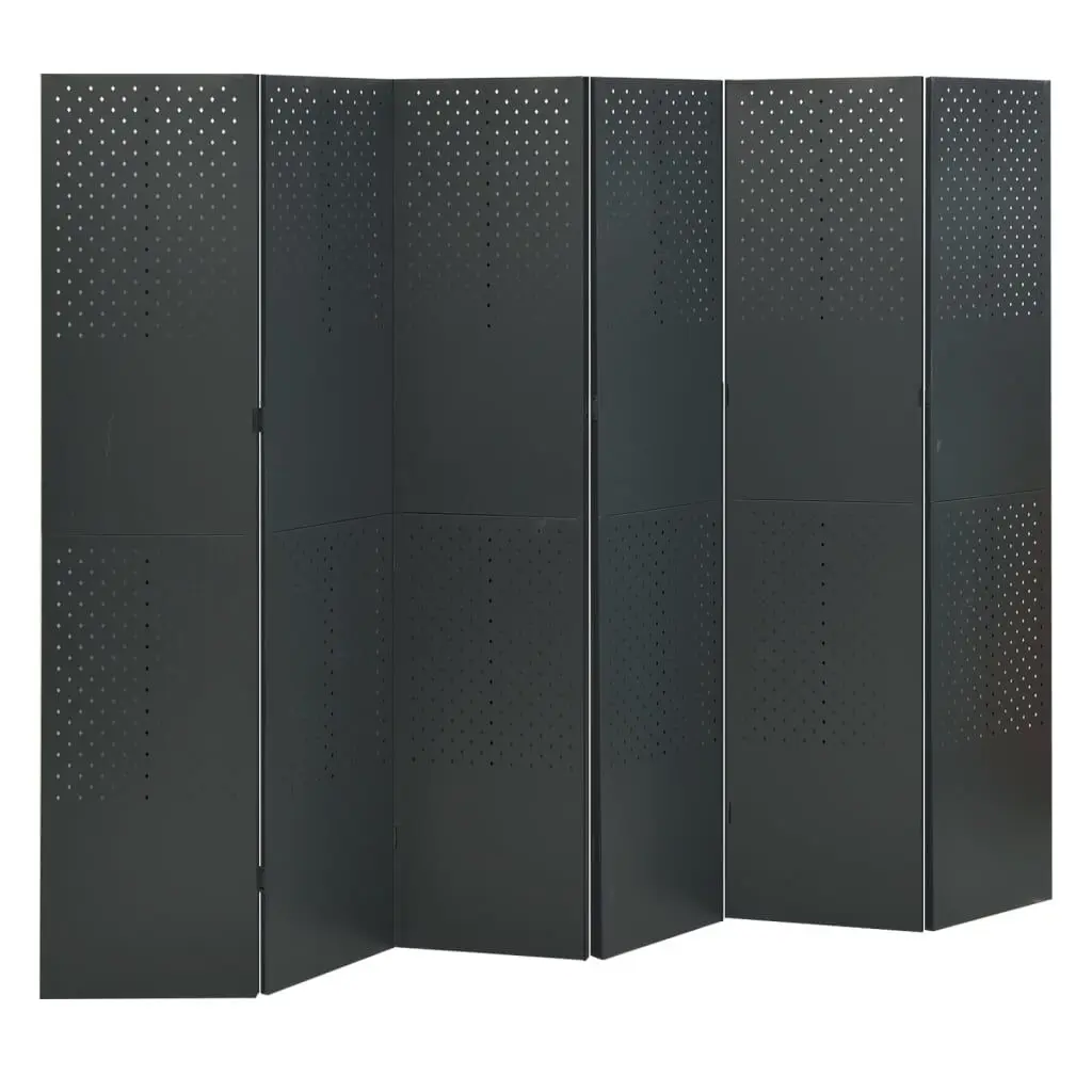 6-Panel Room Divider Anthracite 94.5x70.9 Inches Steel Room Partition